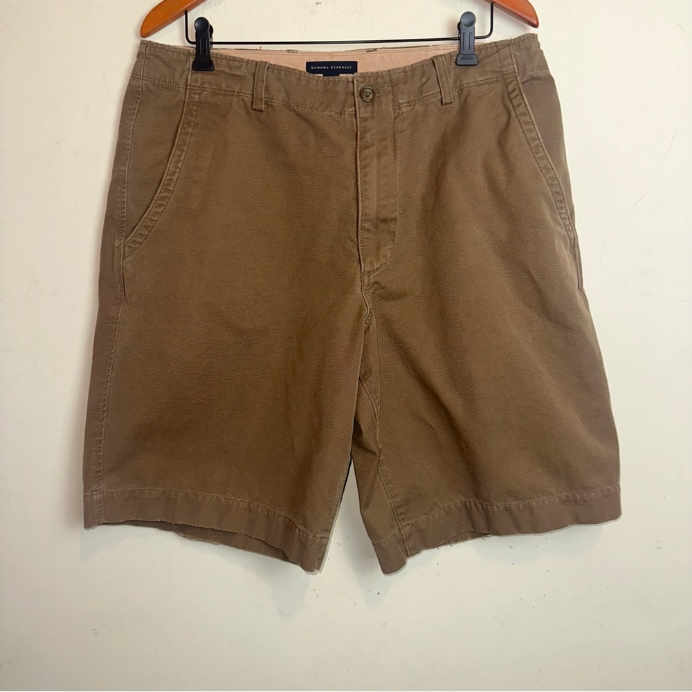Banana Republic Shorts Mens Size 35 100% Cotton Flat Front Brown Safari Preppy